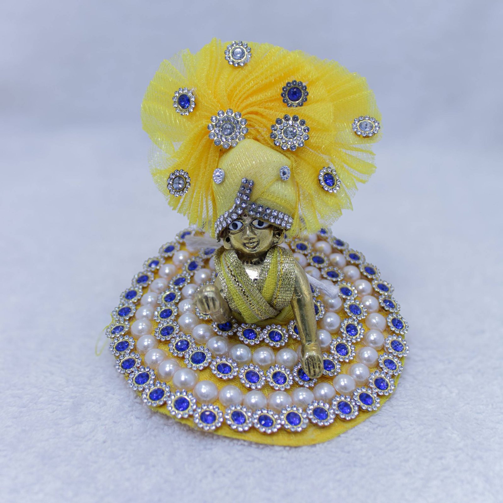 Laddu Gopal Ji Royal Yellow Pearl Poshak