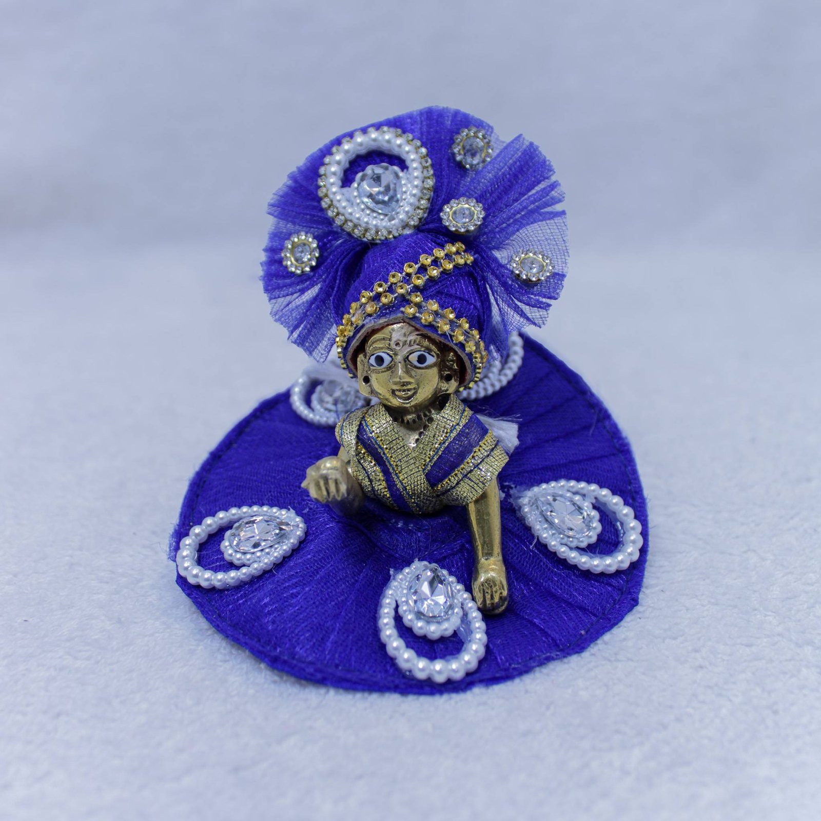 Laddu Gopal Ji Royal Sapphire Pearl & Stone Designer Poshak